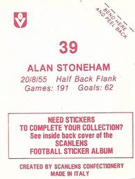 1983 Scanlens VFL Stickers #39 Alan Stoneham Back